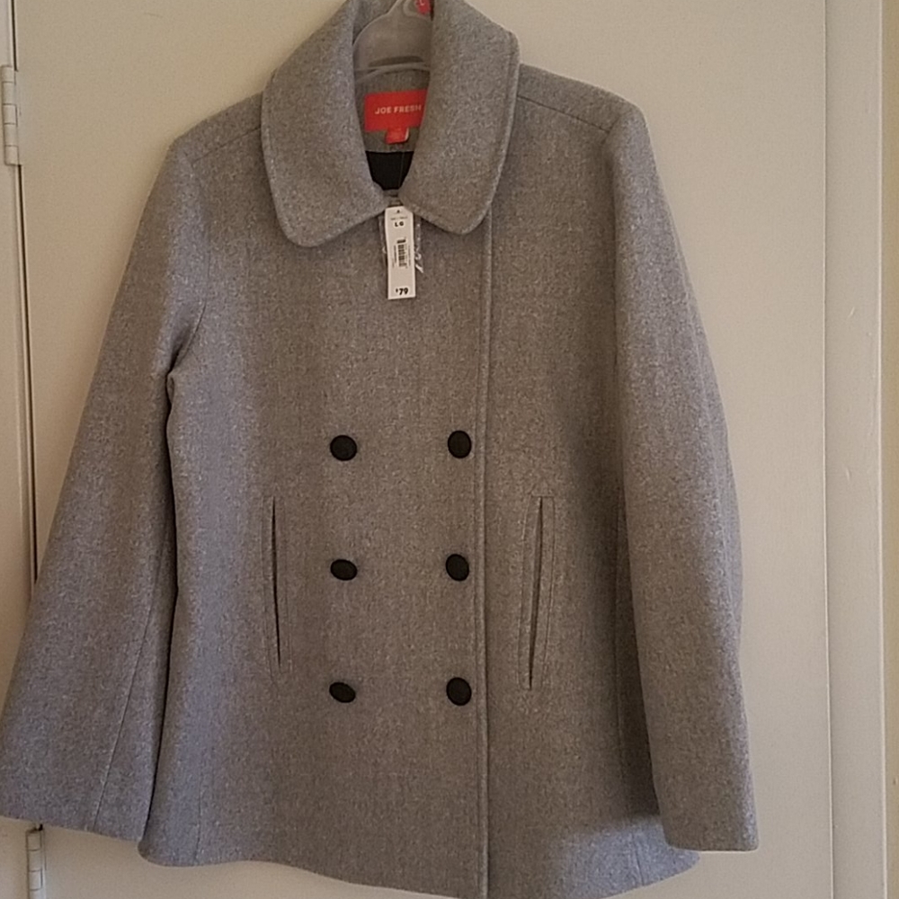 NWT Grey Double-breasted style coat size L